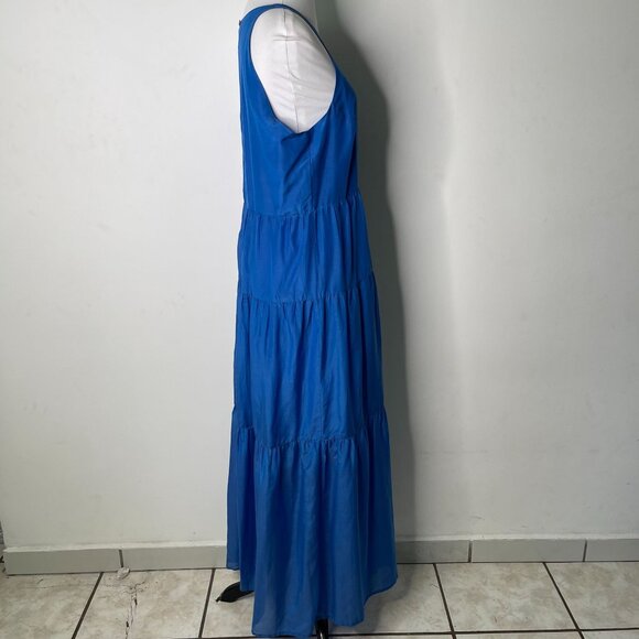 Bird & Knoll Women's Blue Farren Maxi Sleeveless Pleated Dress Size Large - Picture 6 of 13